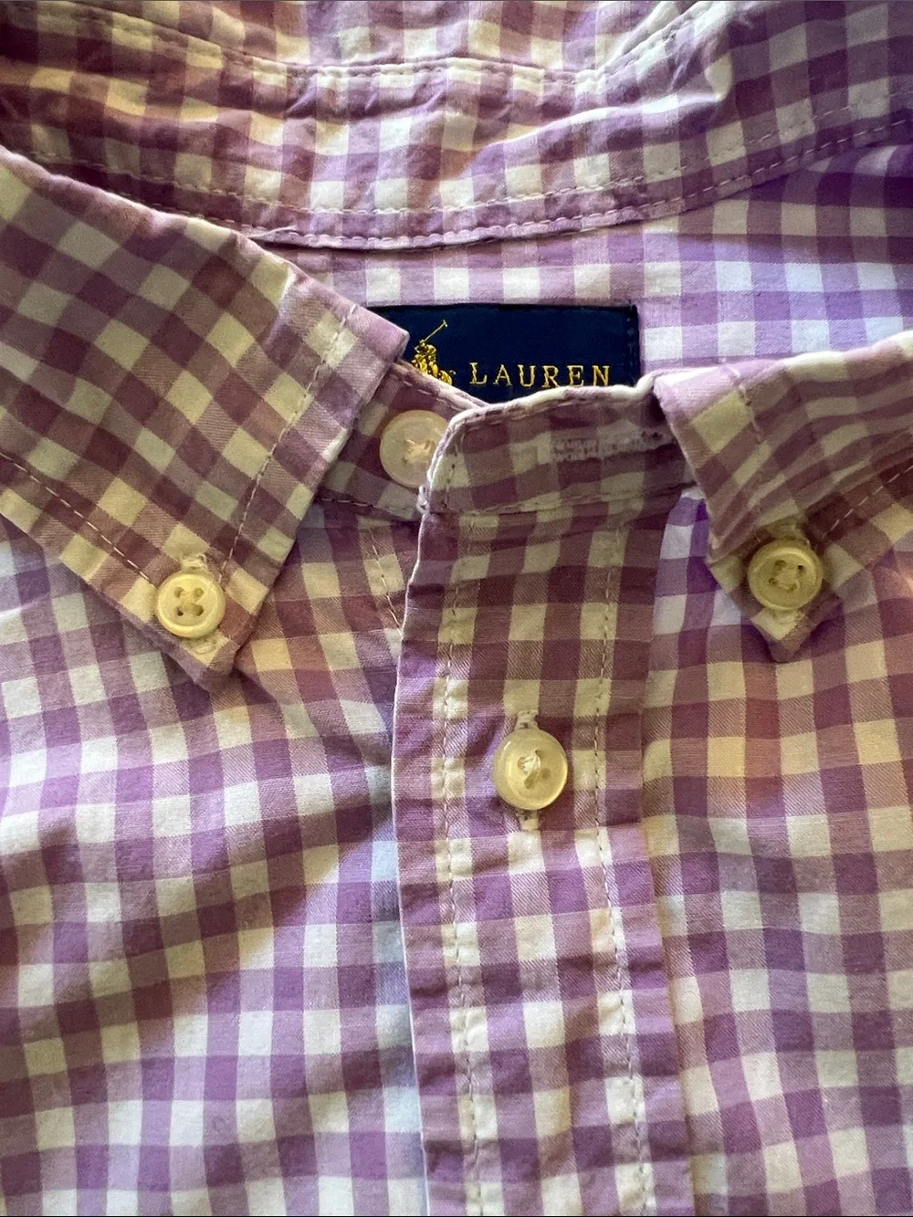 Ralph Lauren Kids Lavender and White Gingham Button-Down Shirt